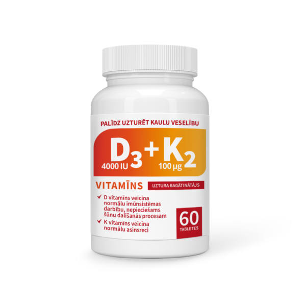 VITAMĪNS D3 4000 IU + VITAMĪNS K2 100 ΜG