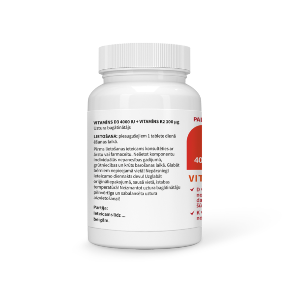 VITAMĪNS D3 4000 IU + VITAMĪNS K2 100 ΜG - Image 2