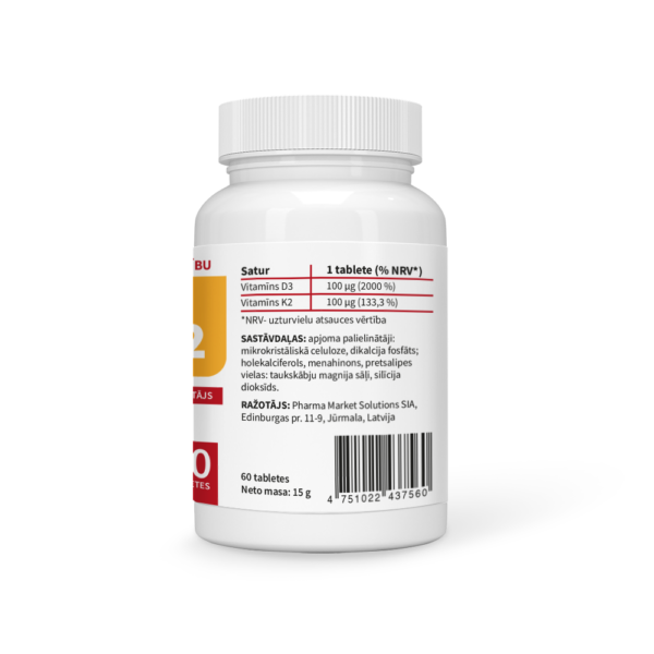 VITAMĪNS D3 4000 IU + VITAMĪNS K2 100 ΜG - Image 3