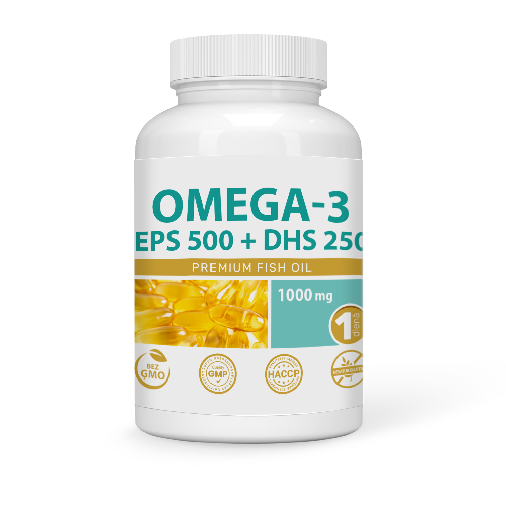 OMEGA-3 ZIVJU EĻĻA 1000MG 500EPS & 250DHS