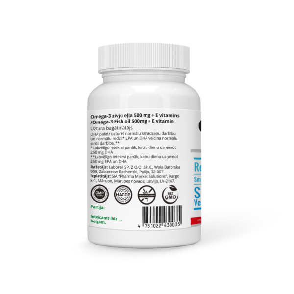 OMEGA-3 ZIVJU EĻĻA 500 MG + E VITAMĪNS - Image 2