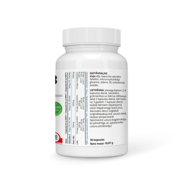 OMEGA-3 ZIVJU EĻĻA 500 MG + E VITAMĪNS - Image 3