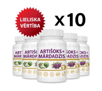 10 gab. komplekts — ARTIŠOKS + MĀRDADZIS/ARTICHOKE + MILK THISTLE tabletes