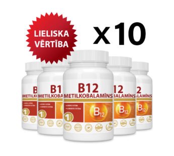 10 gab. komplekts —VITAMĪNS B12 (Metilkobalamīns) 1000mcg/Vitamin B12 (Methylcobalamine) 1000mcg tabletes