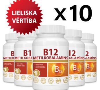 10 gab. komplekts —VITAMĪNS B12 (Metilkobalamīns) 1000mcg/Vitamin B12 (Methylcobalamine) 1000mcg tabletes