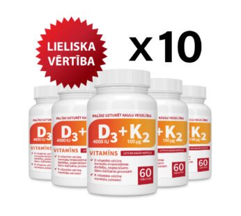 10 gab. komplekts —VITAMĪNS D3 4000 IU + VITAMĪNS K2 100 ΜG  tabletes