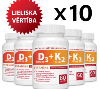 10 gab. komplekts —VITAMĪNS D3 4000 IU + VITAMĪNS K2 100 ΜG  tabletes