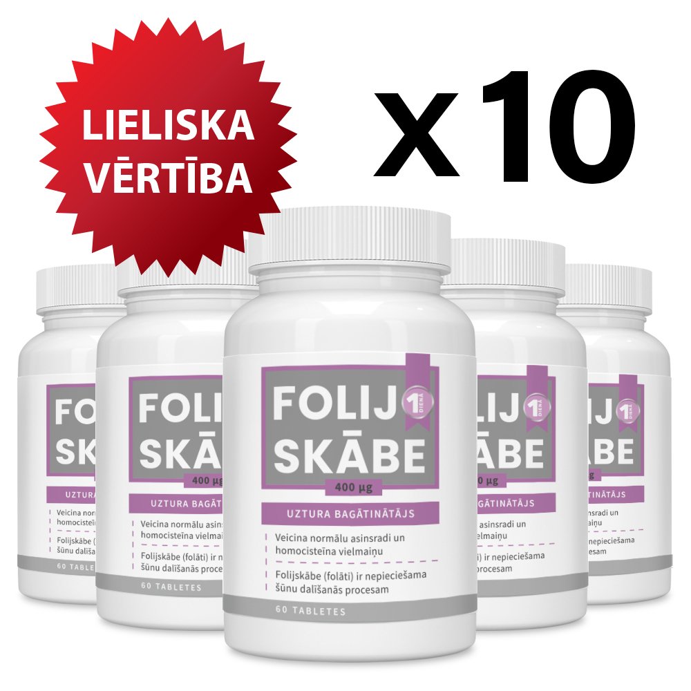 10 gab. komplekts — Folijskābe 400 µg, tabletes